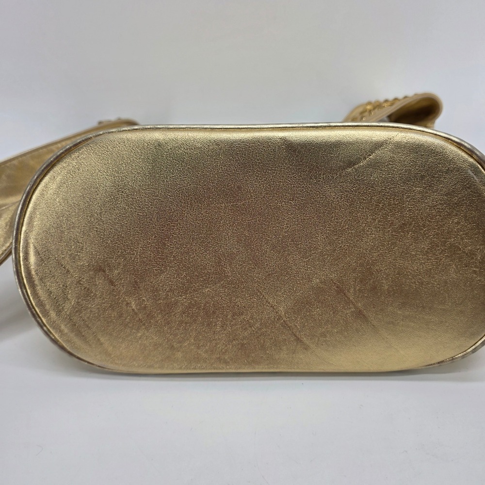 Vintage Dawli Leather Handbag Gold Metallic Studded Hobo Shoulder Bag USA 80s - Picture 6 of 10